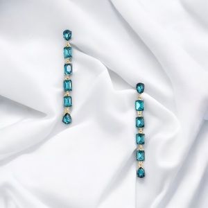 Crystal Drop Earrings - Blue